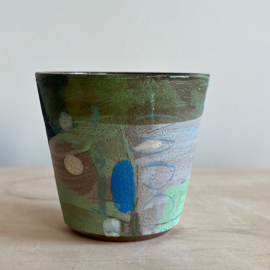 Grey/Teal Painted Cup