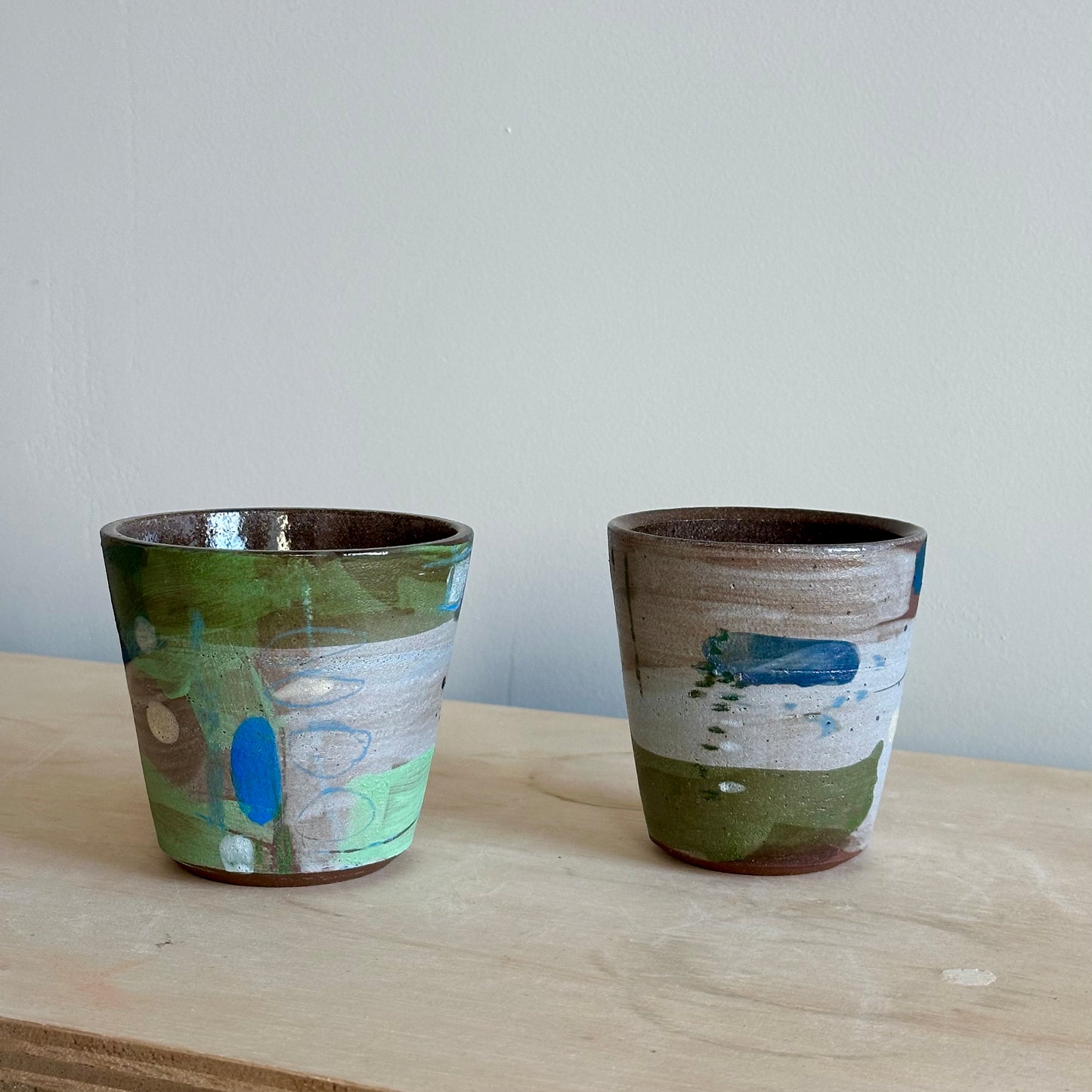 Grey/Green Painted Cup